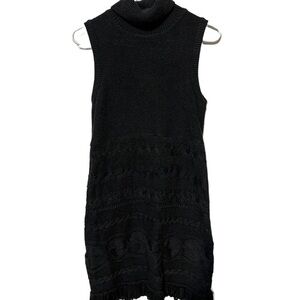 Calvin Kline Black Sweater Dress with Fringe at the Bottom size Large
